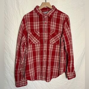 MENS LARGE SCHOTT BROS HAND CRAFTED FLANNEL BUTTON DOWN SHIRT